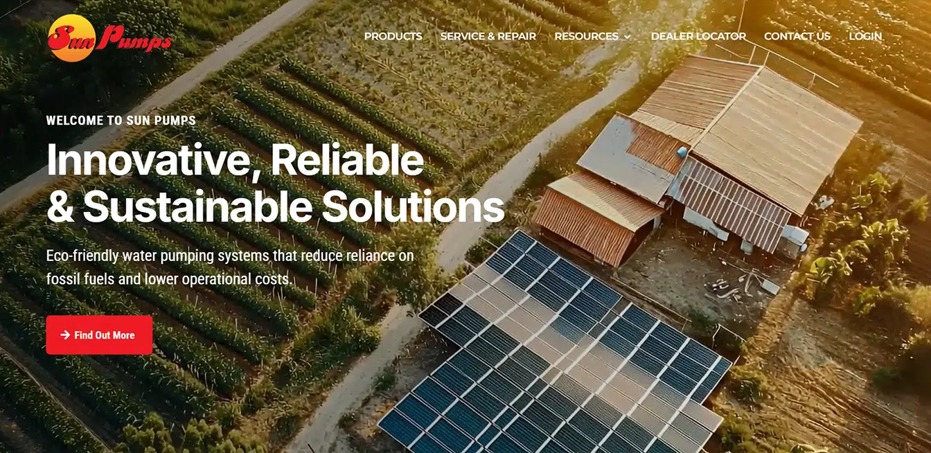 Sun Pumps website designed by Accelerated Websites