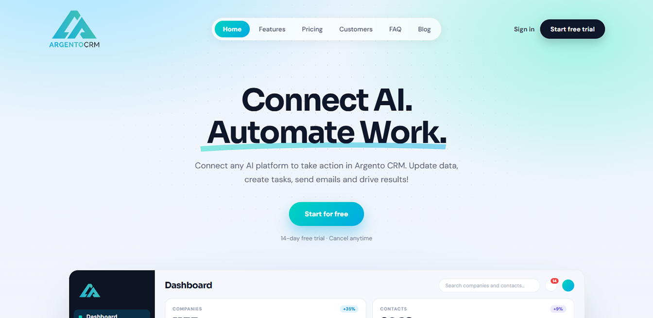 Argento CRM website designed by Accelerated Websites